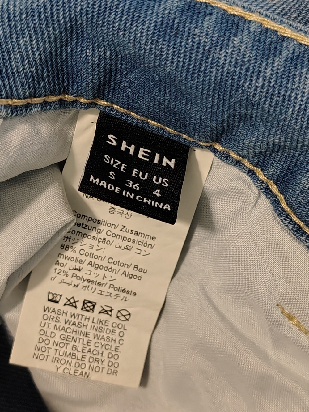 SHEIN Blue Denim Maxi Skirt with Faded Front - Picture 3 of 3